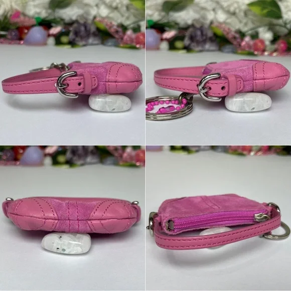 Y2K Vintage Pink Coach Soho Suede Hobo 9658 & Mini Soho Hobo Bag Charm 1659 SET - Picture 9 of 16